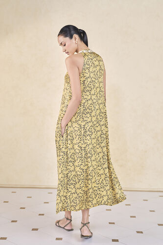 Leafbird Handcrafted Ajrakh A-Line Dress - Yellow, Yellow, image 2